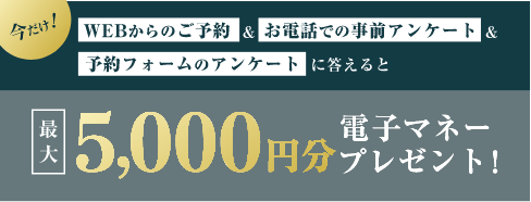 今だけ！最大5000円分電子マネープレゼント！